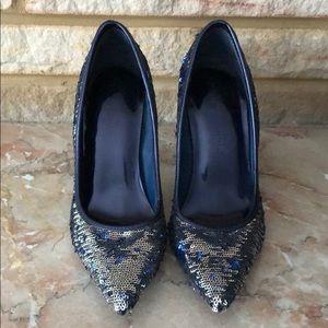 Blue and silver sequin kiss 💋 Two Lips Heels